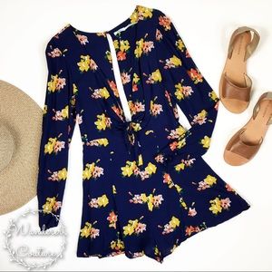 Kimchi Blue Long Sleeve Deep V Romper